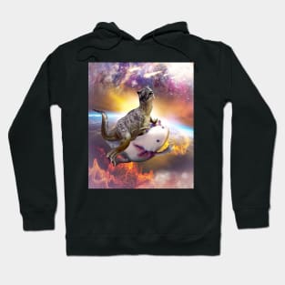 Space Dinosaur Riding Axolotl Mexican Walking Fish Hoodie